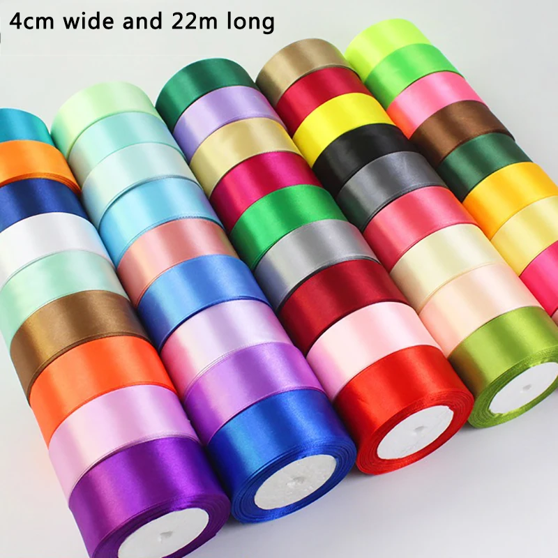 22meters/Roll 4cmSatin Ribbons for Wedding Christmas Party Decoration Handmade DIY Bow Craft Card Gift Wrap