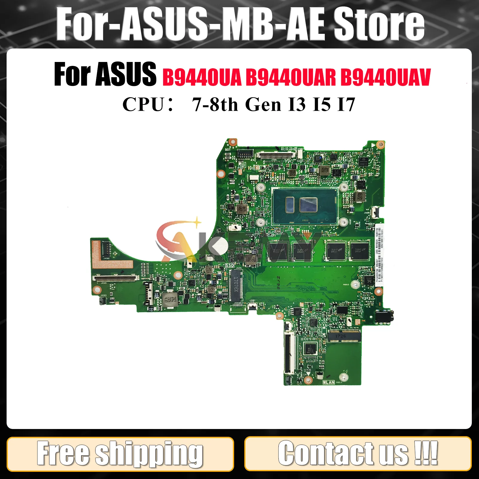 

B9440UA Материнская плата для ноутбука ASUS ExpertBook B9440U B9440UA B9440UAR B9440UAV Материнская плата с процессором I3 I5 I7 100% tests OK stk