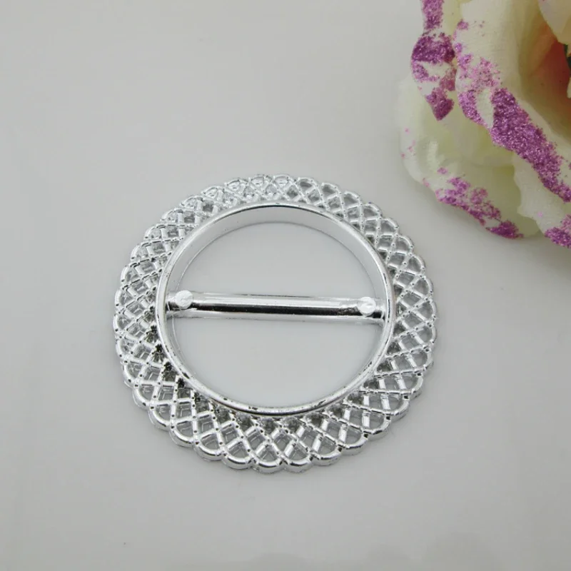 10pcs Big Round Silver Plastic Buckles Sewing Garment Accessory