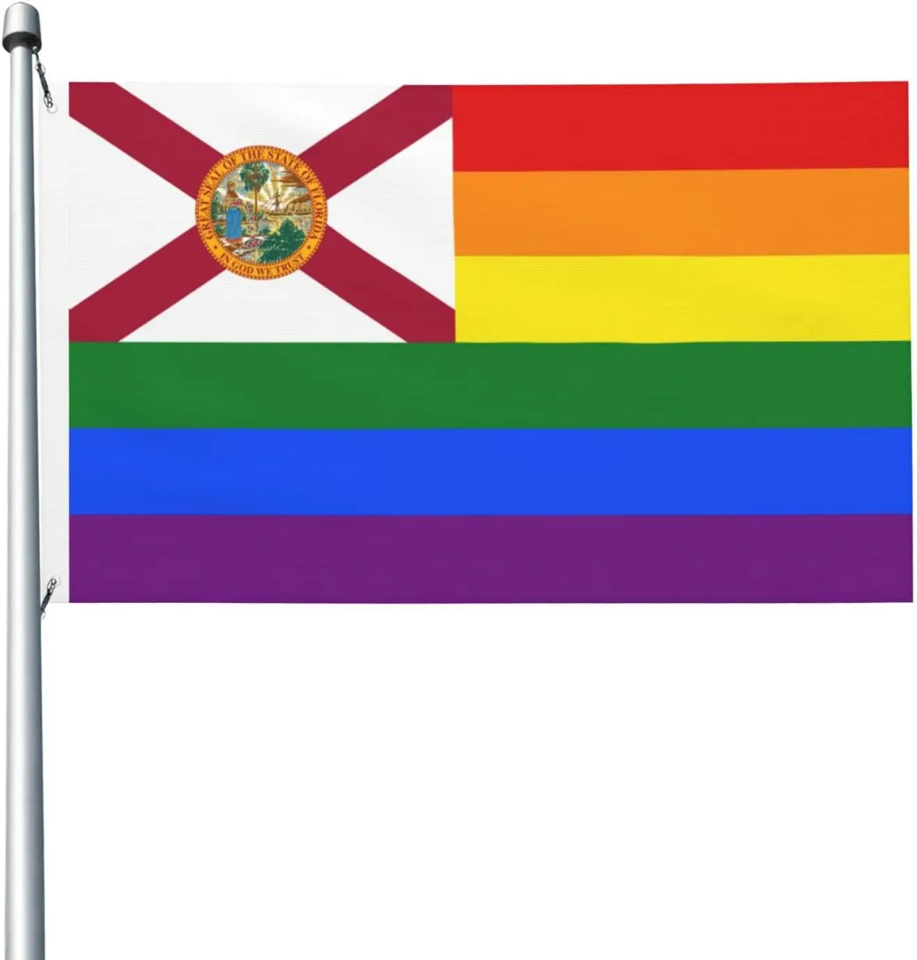 Flagnshow 100% Polyester Pride Rainbow LGBT Flag of Florida Flags