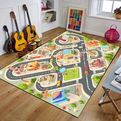 Soft Washable Children Room Carpet Funny Traffic Road Cartoon Play Mat Living Room Decoration Home Large Cute Plush Rug 러그 Ковер