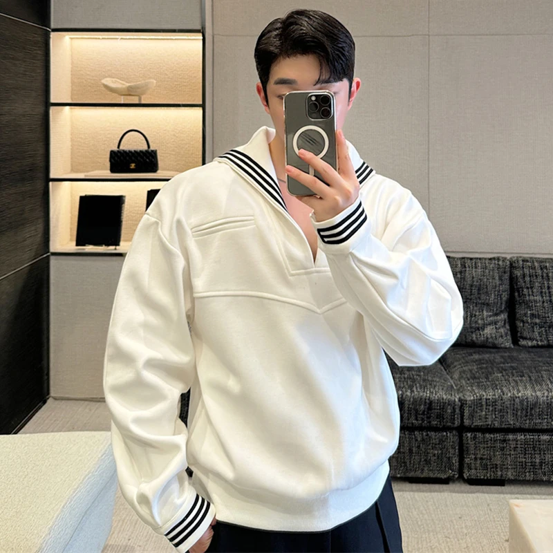 LUZHEN Autumn Fashion New Stripe Pattern Design Sweatshirts Stylish Handsome Korean Sport Cotton Versatile Men\'s T Shirts LZ4686