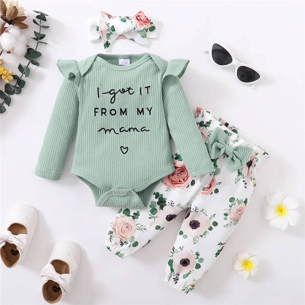 Floral Baby Girl Clothes Set 0-18 Months Newborn Baby Girl Clothes Spring Toddler Infant Girl Clothes Kids Clothes Girls Outfit