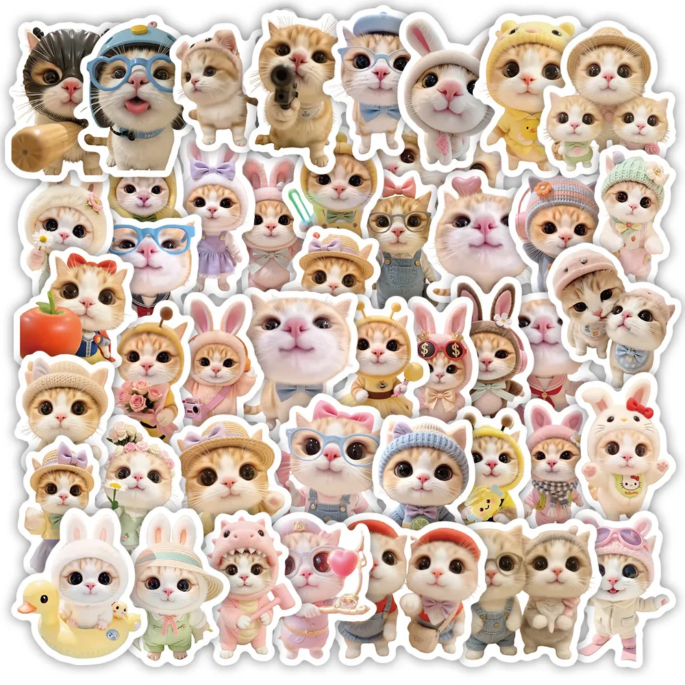 Juego de 70 pegatinas de gatitos Nihao - Lindas calcomanías de gatos para diario, funda de teléfono y decoración de portátiles LanLanStickersWorld Store