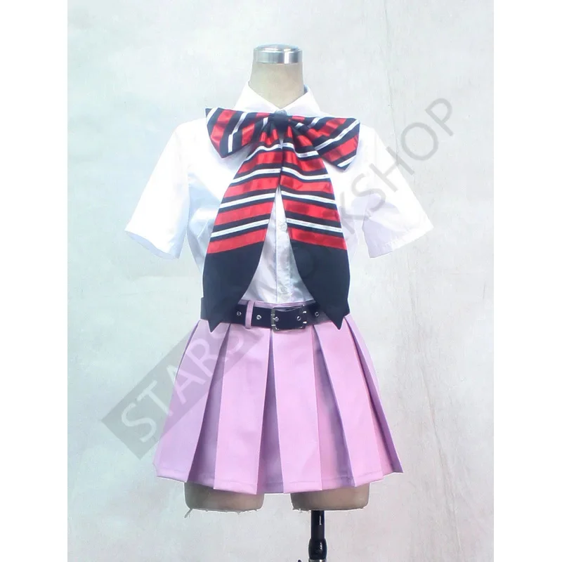 Qq34Anime Ao No Exorcist Shiemi Moriyama Kostum Cosplay Wanita Rok Merah Muda Atasan Dasi Kupu-kupu Sabuk Seragam Setelan Pesta Karnaval Halloween