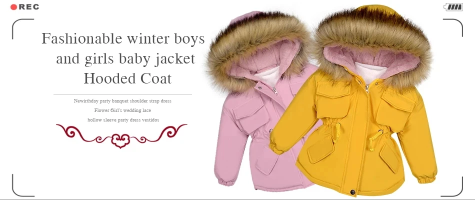Winterwarme Daunenjacke für Kleinkinder, die laufen lernen, mit Kapuze, Jungen- und Mädchenbekleidung, Outdoor-Jacke mit dickem Wollkragen – Detail 1