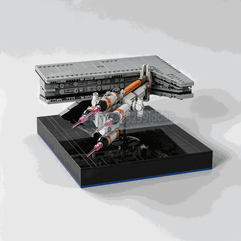 1014PCS Space Battle Corvette Spacecraft MOC Creative Model Custom Puzzle Building Blocks DIY Technical Assembly Collectible Toy
