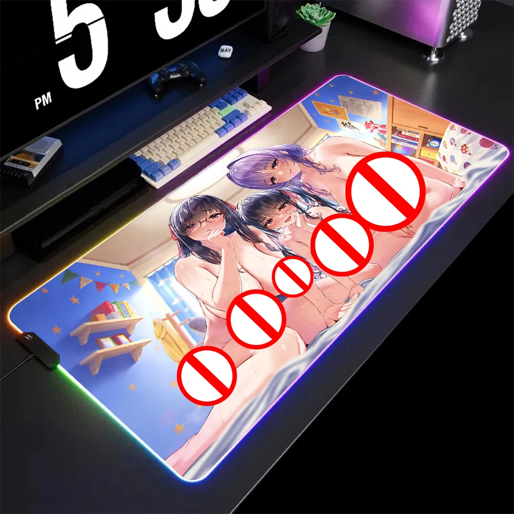 

Коврик для мыши Hentai R18 RGB, резиновый коврик для мыши с большой грудью, большой женский игровой коврик XXL, для сосков, киски, коврик для мыши с подсветкой, Настольный коврик