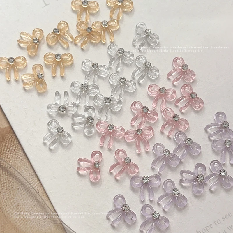 Breloques transparentes en strass pour Nail Art 3D, 10 pièces, accessoires, pièces pour manucure, fournitures de décoration d'ongles