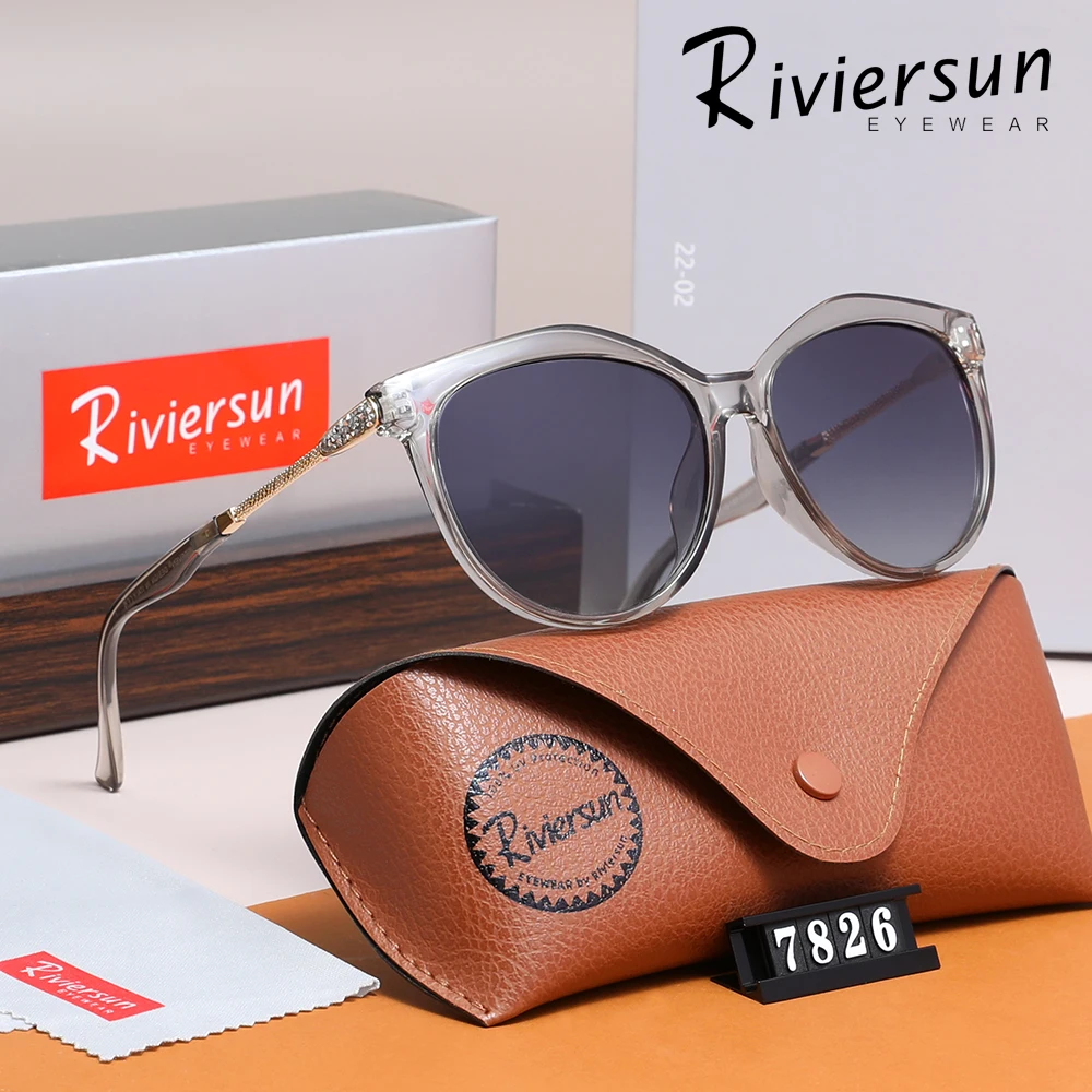 RIVIERSUN gafas de sol antideslumbrantes polarizadas de lujo para mujer UV400 gafas ojo de gato marco grande moda femenina verano conducción yewear