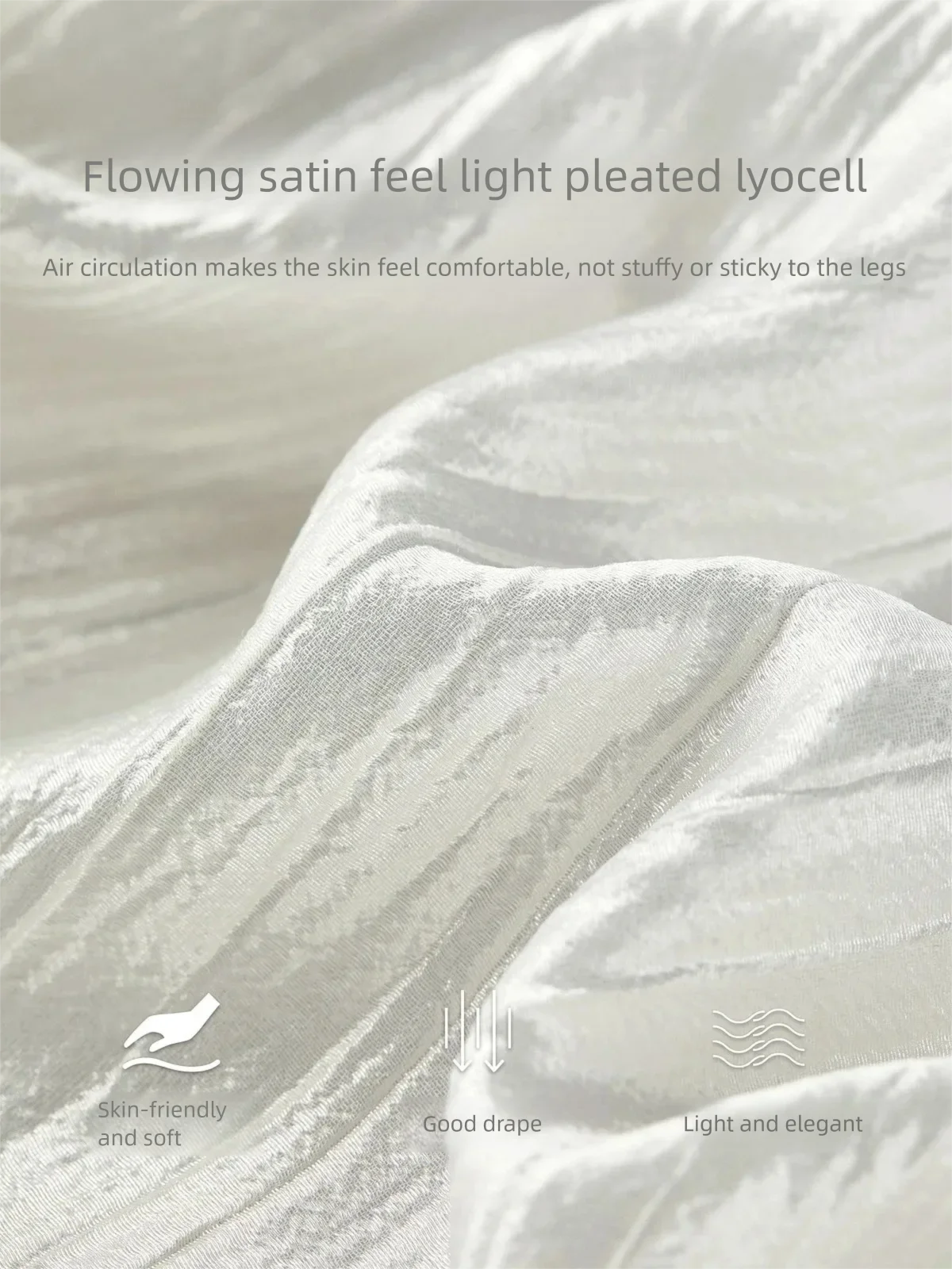 SENTUBILA Eleganter Satin-Plissee-Midirock für Damen, Sommer 2026, elastische Taille, glänzende Textur, fließender Rock für den Alltag 162QG6653 – Detail 20