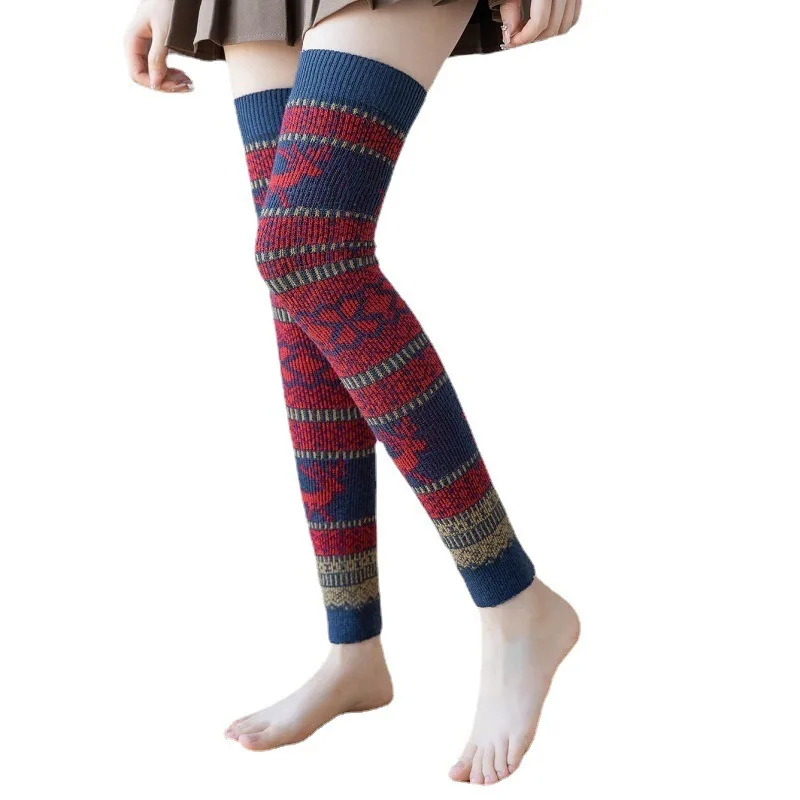 أغطية جورب من الصوف على شكل أرنب دافئ، رنة عيد الميلاد، تدفئة الساق سميكة عالية الركبة للنساء #5