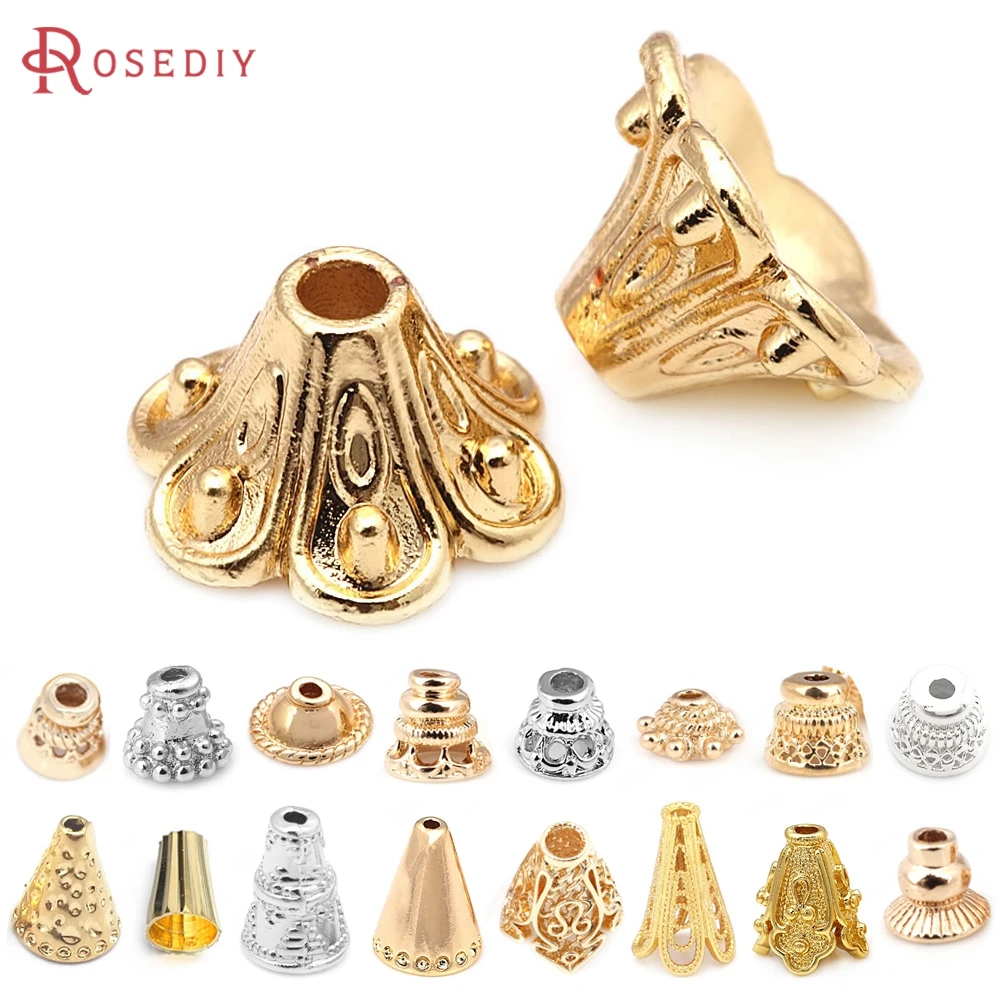 18K Gold Color Brass Speaker Shape Beads Caps Cone Shape Long Tassel Caps High Quality Jewelry Making Diy Accessories