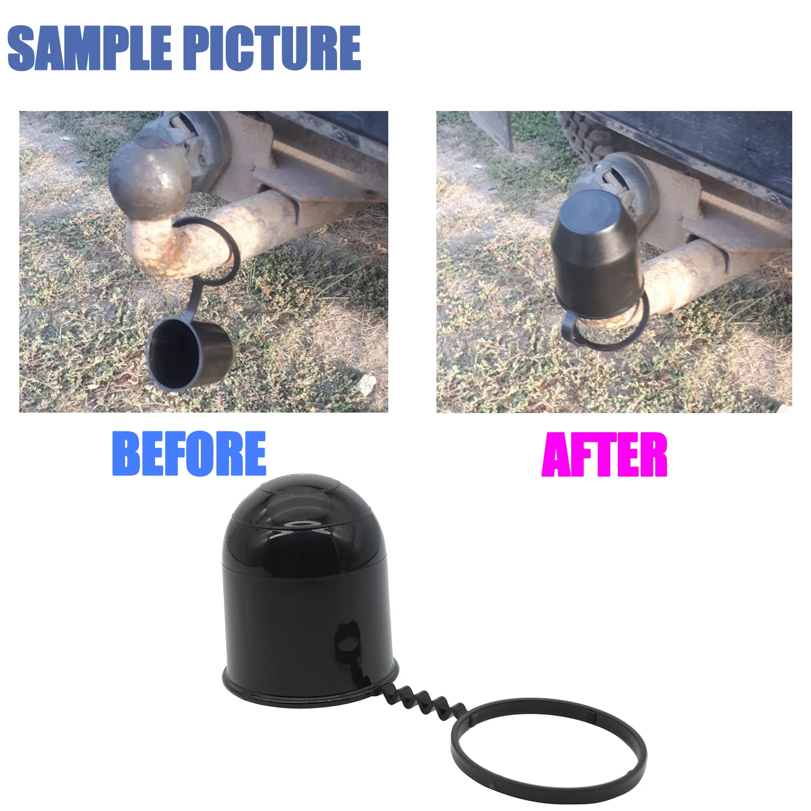 Universal 50Mm Tow Bar Cap Black Durable Caravan Trailer Protection Towing Hitch Tow Ball Cover Car Accessories  Prevent Falling