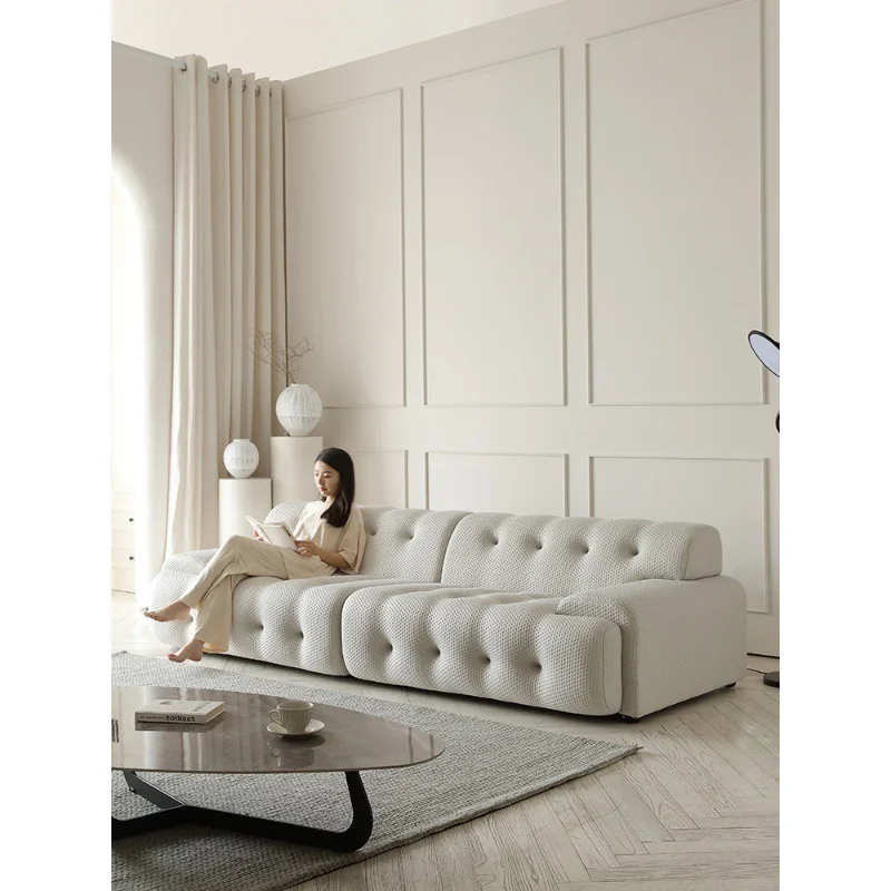 Italy Chesterfield 5D elastic fabric designer simple little white apartment living room package straight row sofa