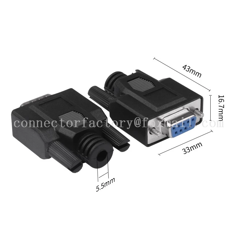 1Pcs 5Pcs 10Pcs DB9 Welding Type Male Female Connector Plastic Gluing White Black With Outer Shell Serial Port 232 9-pin 9-hole