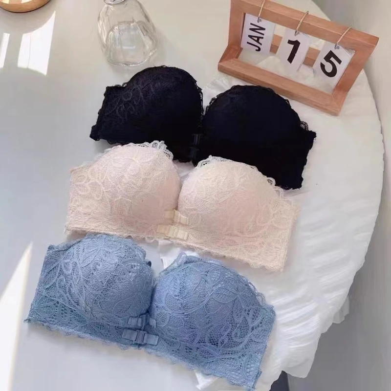 Sexy Kanten Lingerie Dames Kleine Borsten Verzamelen Geen Stalen Ring Top Beha Comfortabele Ademende Voorste Bh Zomer Ademend