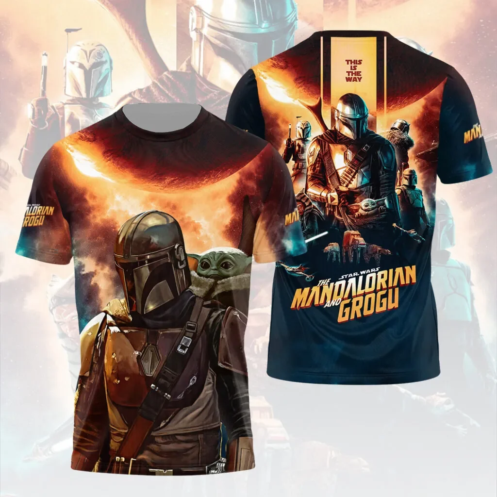 Hot Toys 2026 The Mandalorian and Grogu Themed Allover Print Adult Kids Casual T-Shirt Family Summer Breathable Quick-drying Top