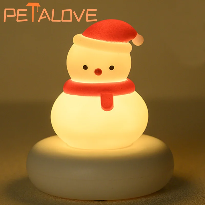 2024 New Christmas Gift Snowman Capybara Silicone Lamp Lovely Christmas Tree Night Light Holiday Room Bedside Decoration Kid USB