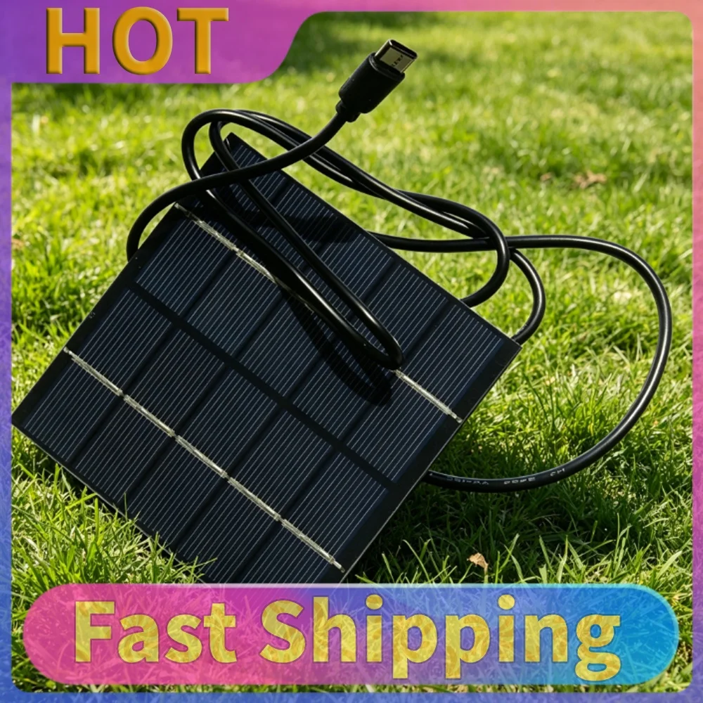 1.5W 5V Solar Panel with Type-C Output Solar Charging Panel with 3.28FT USB Cable for Phones Power Banks for Camping Hiking