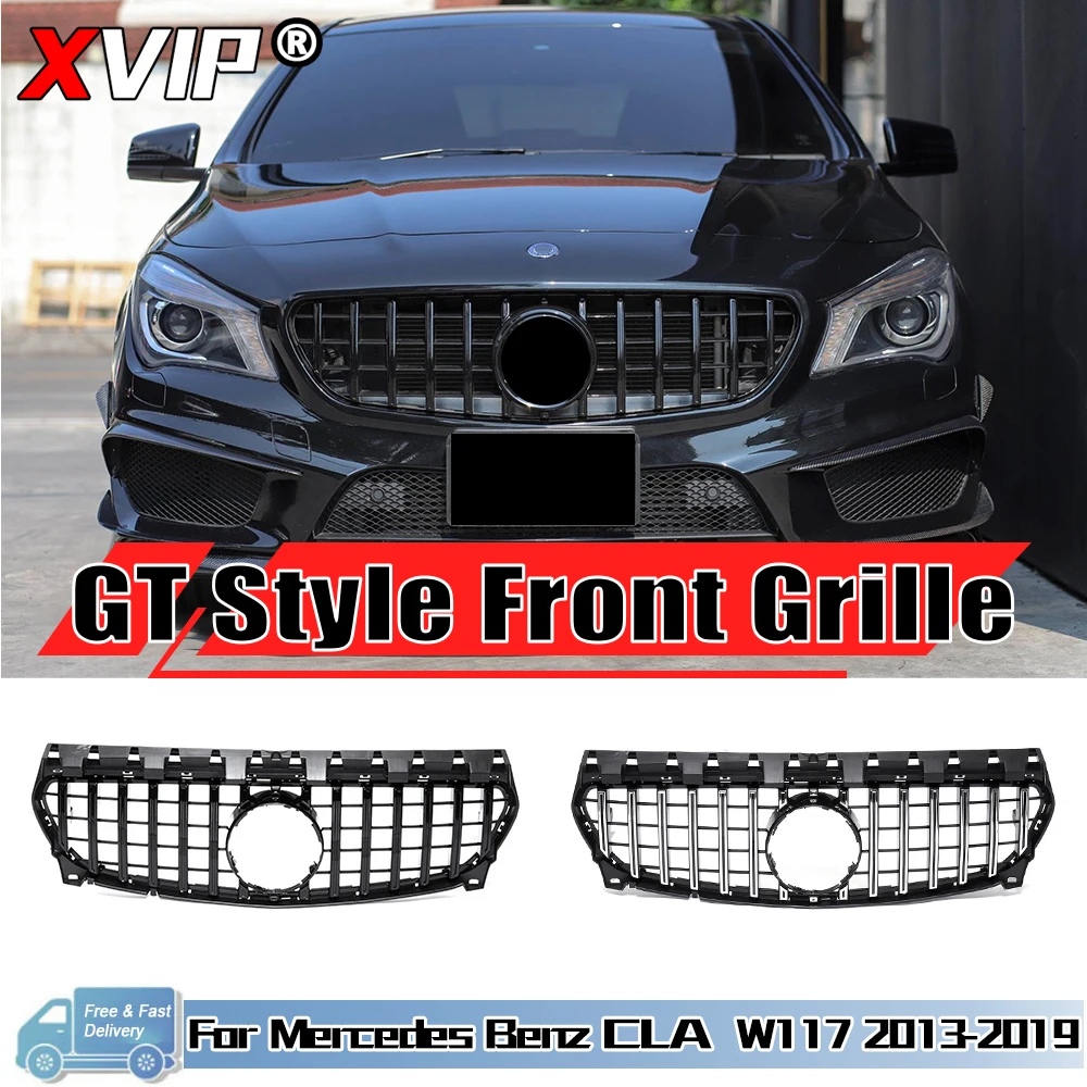 

Chrome Silver GT Style Front Bumper Grille For Mercedes Benz CLA-Class W117 2013-2019 CLA180 CLA200 CLA45 Front Grill Black