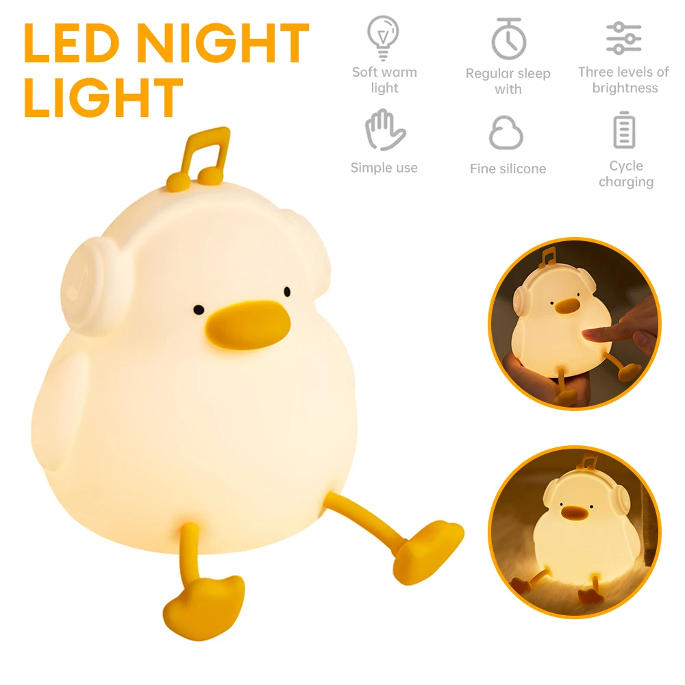 Silicone LED Night Light Animal Lamp Touch Sensor Night Lamp Duck Nursery Lamp 3-Level Dimmable Nightlight for Baby Children