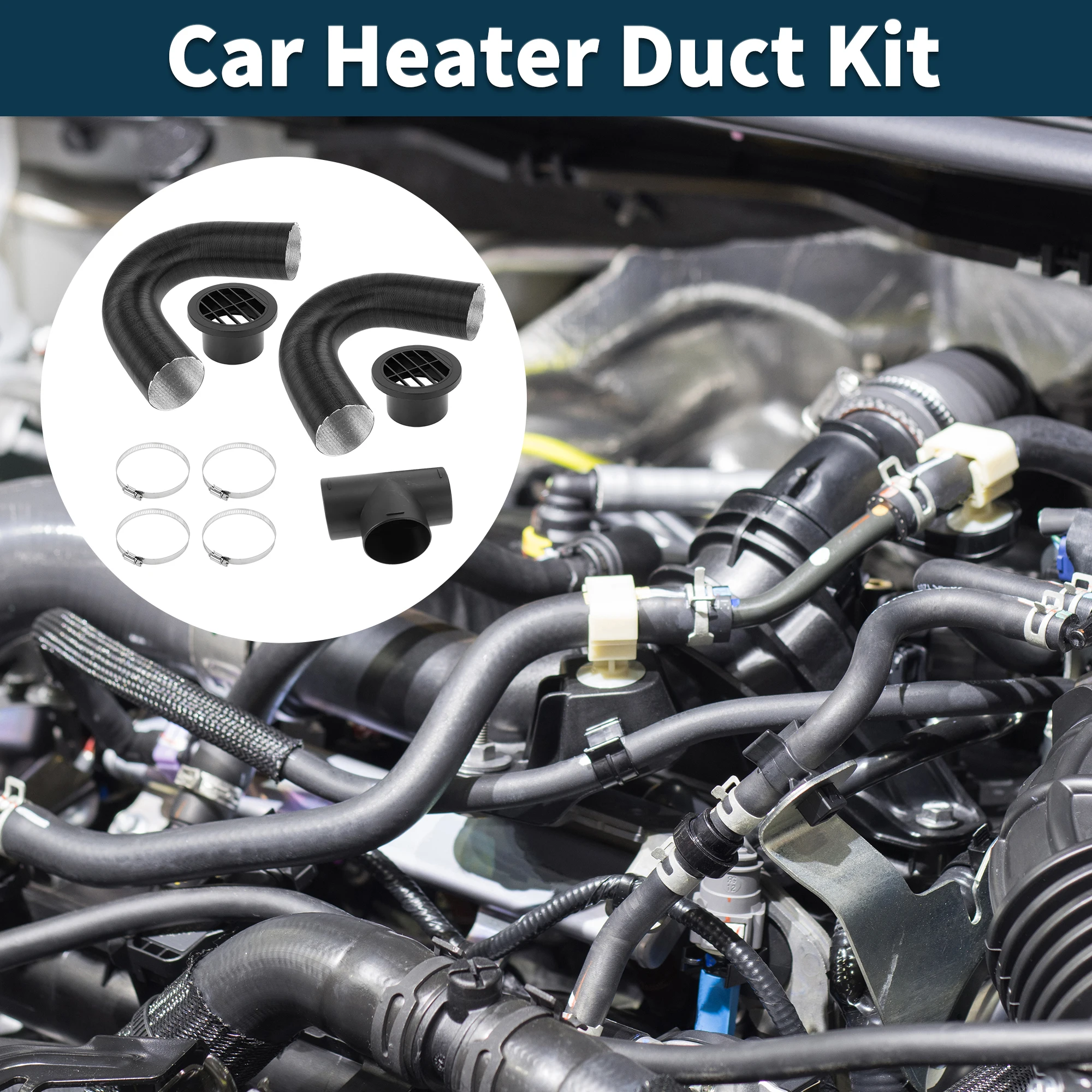 

UXCELL Car Heater Duct Kit 75mm ID 100cm Max L with T-P Pipe Connector