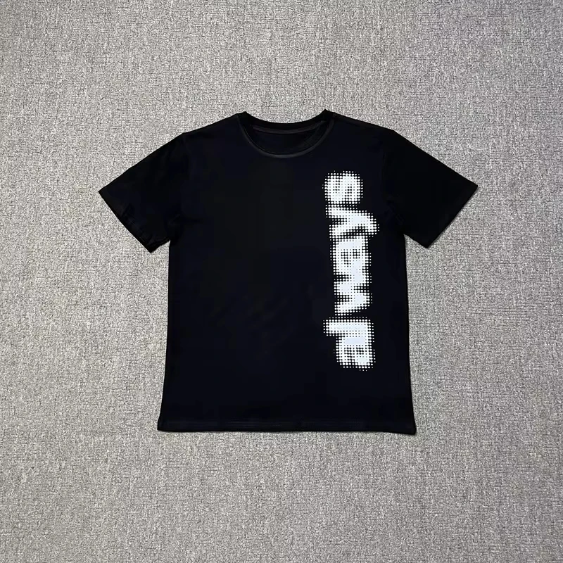 2025 نموذج جديد الصيف ADWYSD بصمة رسالة قصيرة الأكمام القطن الرجال والنساء الصدر طباعة الشمس لفة موضة جديدة B #2