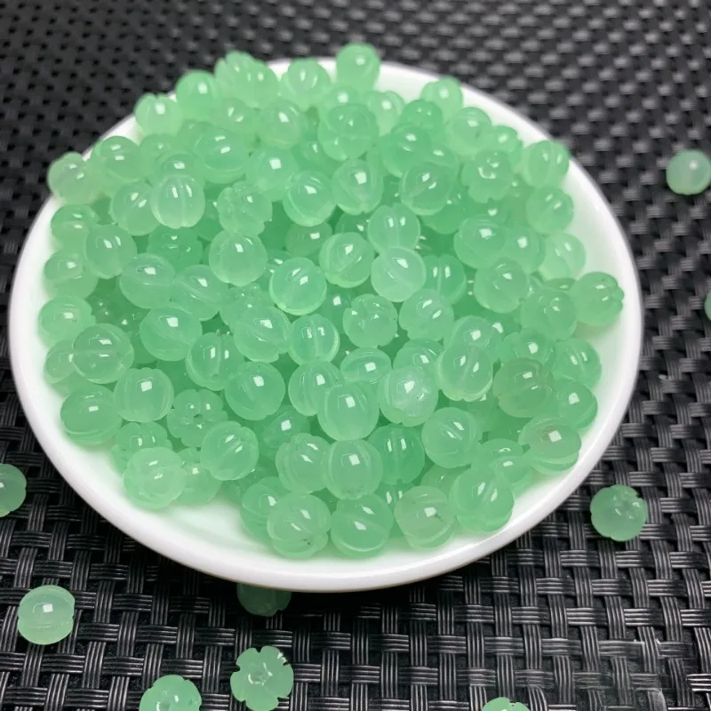 Green Chalcedony Ice Jadeite Pumpkin Beads Loose Beads 30 A Pack Wholesale