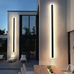 Modern LED Su Geçirmez IP65 açık Uzun duvar lambası villa Duvar Lambası Bahçe sundurma Aplik Işık 110 V 220 V Siyah Aplik Armatür