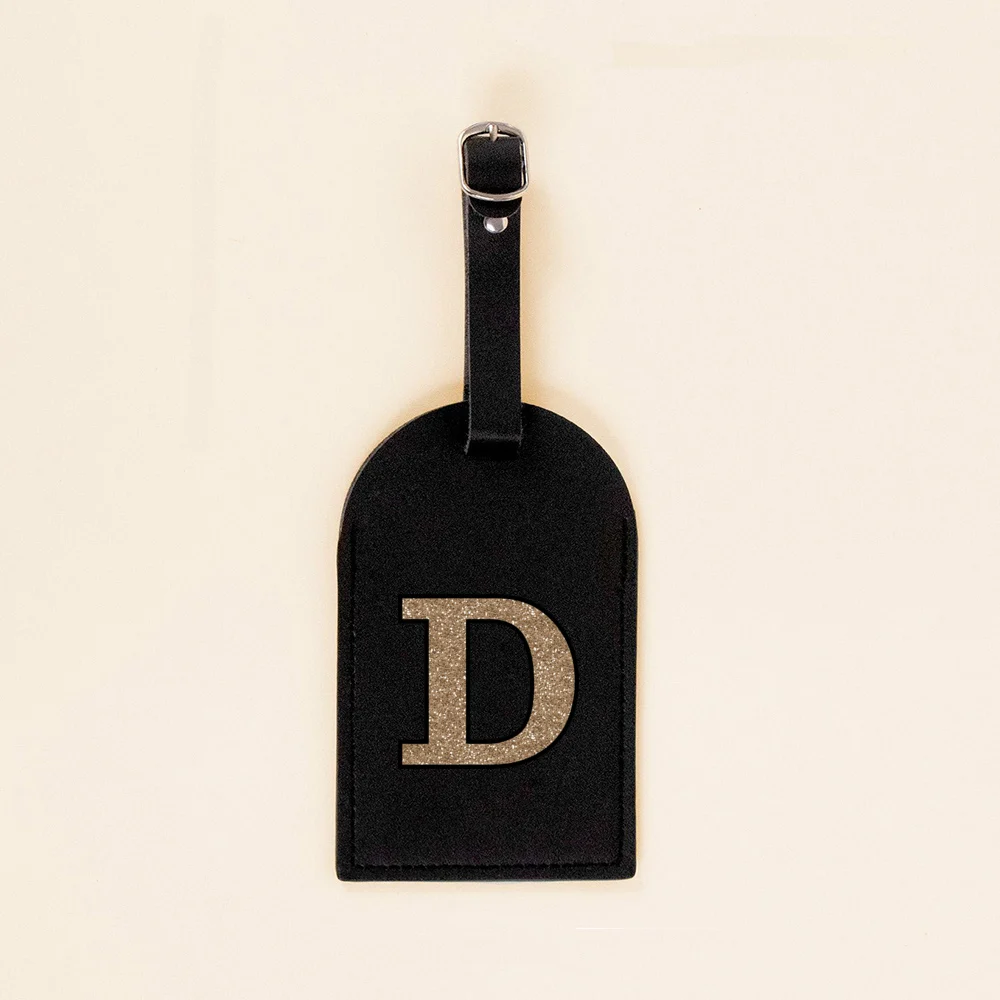 Gold Retro Initial Printed Saying Leather Luggage Tags for Travel Bag Suitcase Travel Handbag Label Tag Birthday Festive Gifts