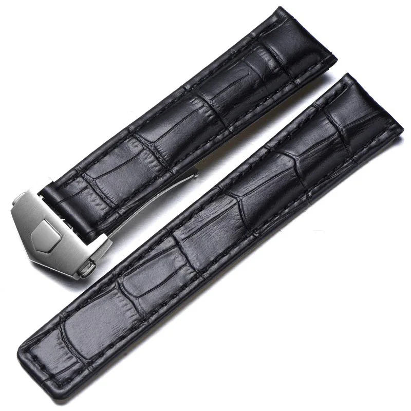 19mm 20mm 22mm Genuine Leather Strap for Tag Heuer Watch Carrera Monaco Watch Belt Black Brown Bracelet Wristwatch Watchband image 5