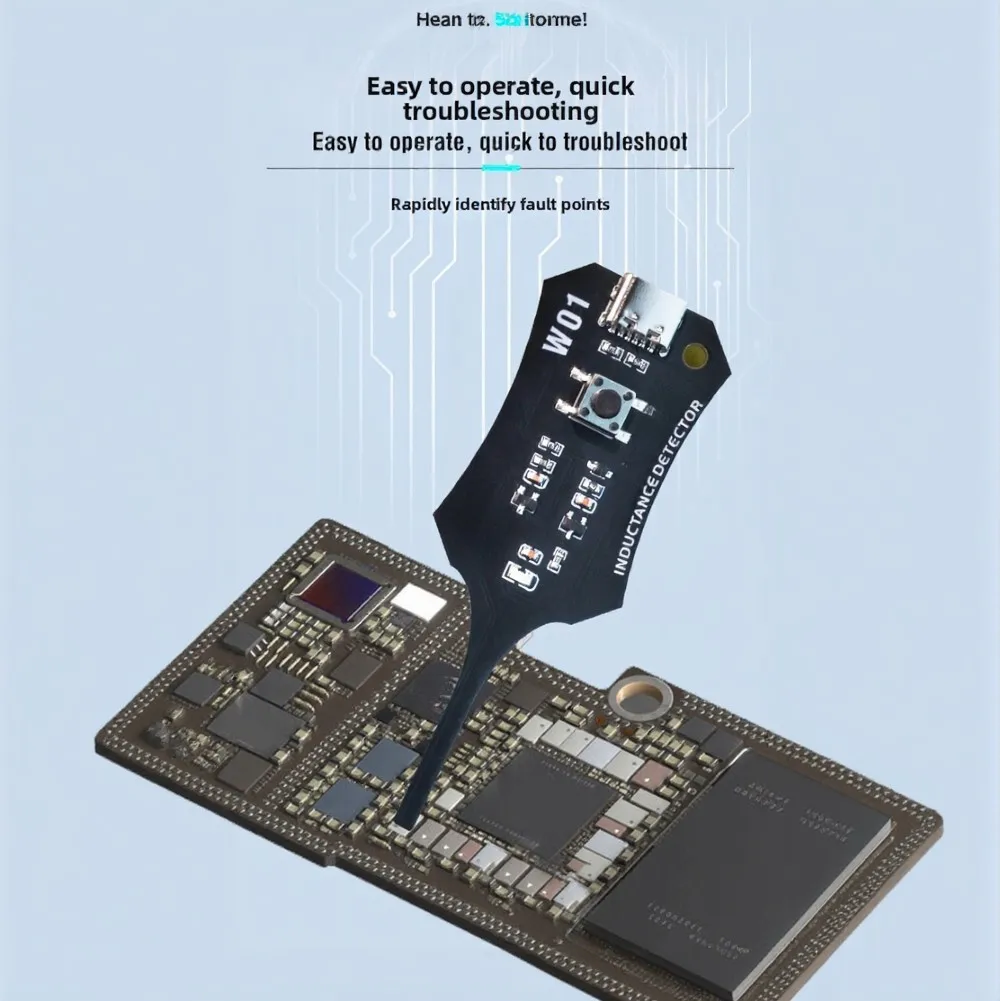 FOR W01 Inductance Tester 3x7.5x0.2cm Black Portable Device for Fast Detection of Inductor Continuity and Polarity