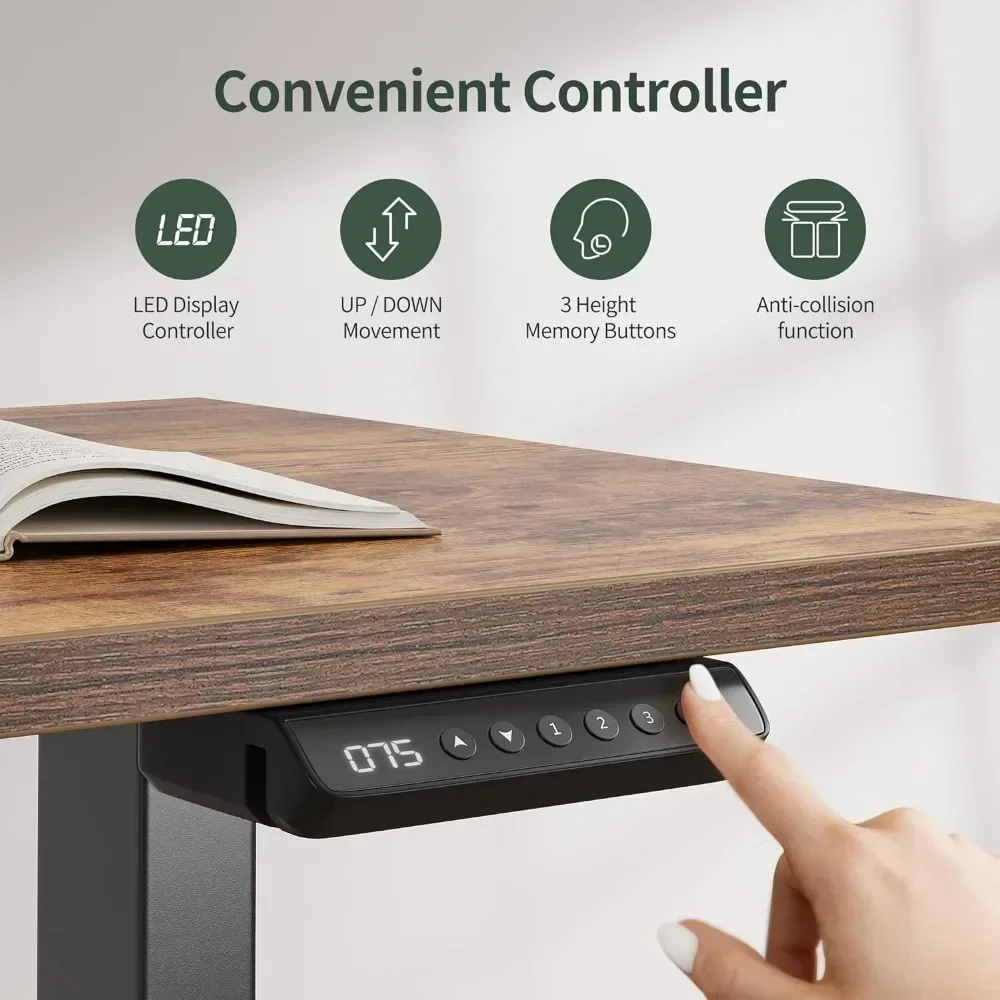 Computer Desk With 4 Drawers, Electric Standing Game Table, Adjustable Height, L-shaped Corner Office Desk, Computer Desk