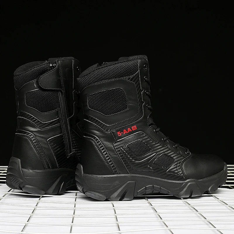 Men Male masculine  Mens Casual Shoes Leather SWAT Masculine sneakerMotorcycle Ankle Combat Boots Black Botas Militares Hombre