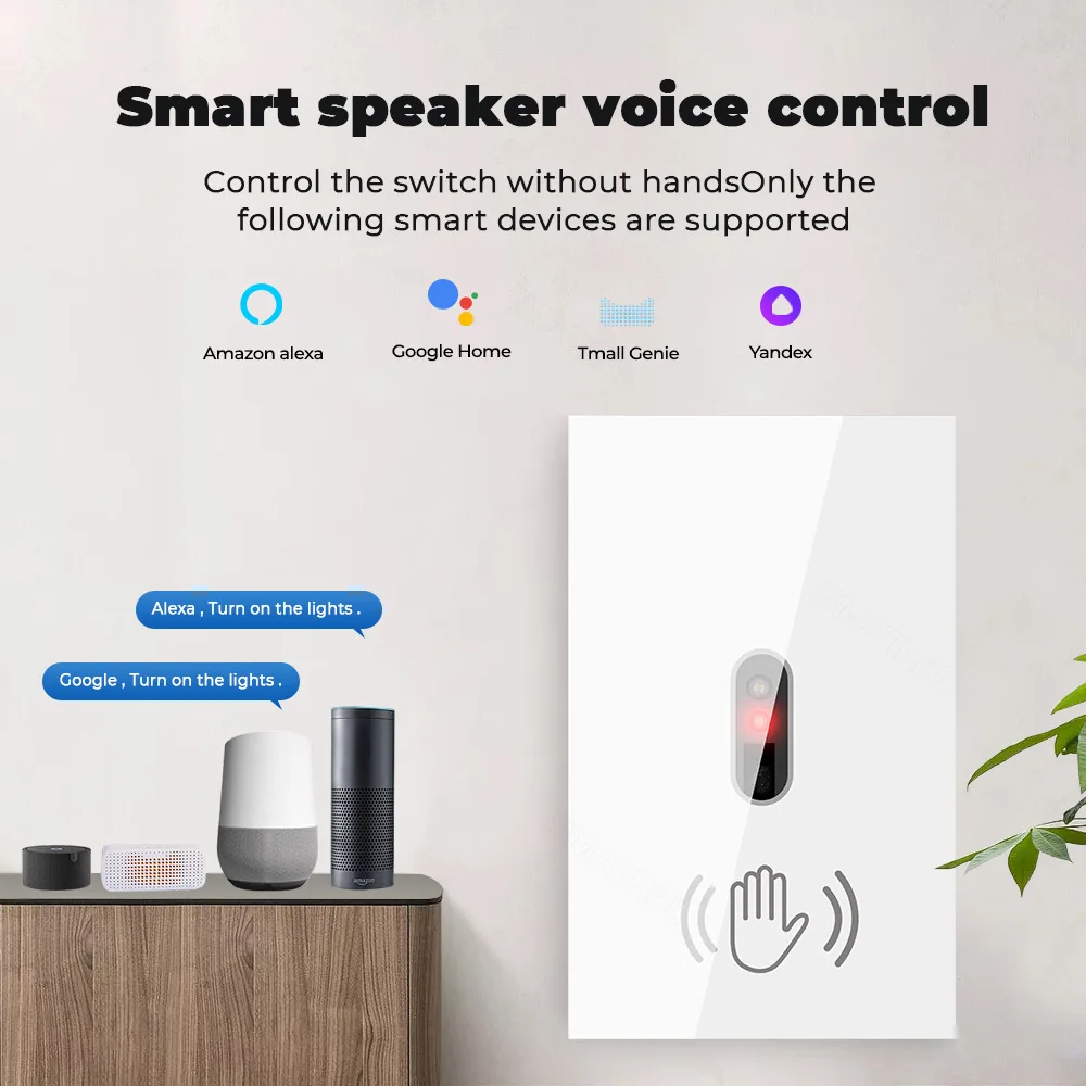 Interruptor inteligente de luz de pared IR, dispositivo con WIFI, No necesita Sensor infrarrojo de onda táctil, cable neutro necesario para Alexa, Google Home, Alice, UE/EE. UU.