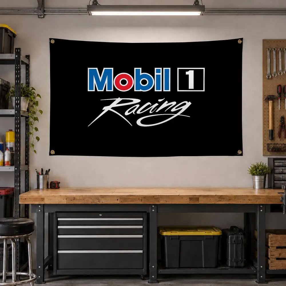 Lubricants Mobil 1 Synthetic Engine Oil Flags Personalized Banner Flag Room Dorm Camping Picnic Garage Bar Outdoor Wall Decor