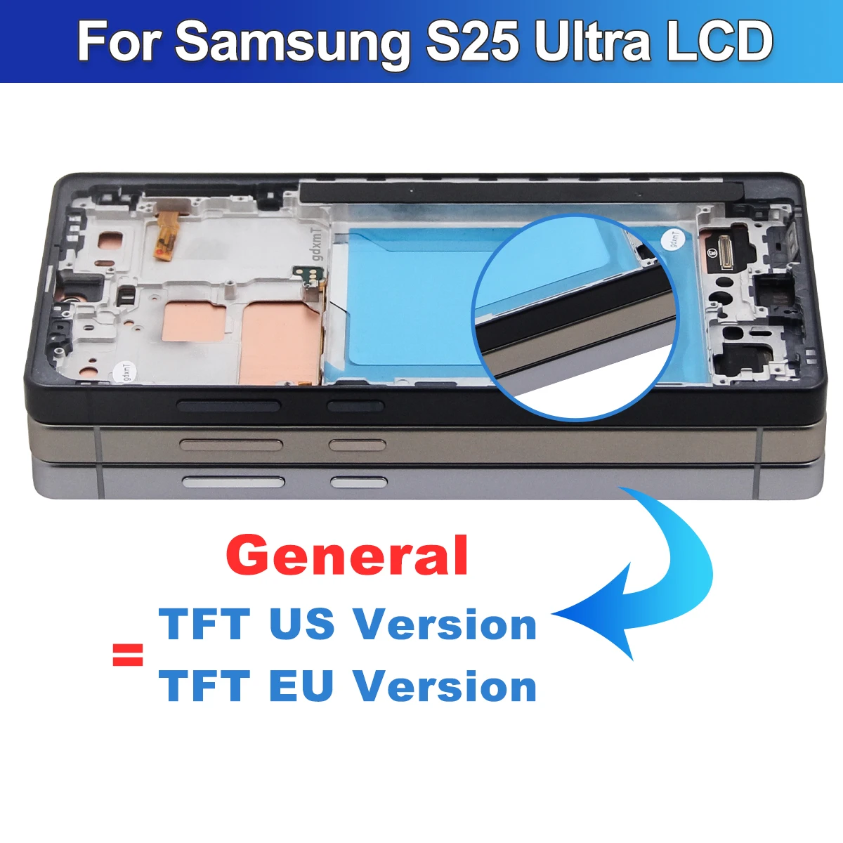 For Samsung S25 Ultra 5G TFT Display Touch Screen Digitizer Assembly Replacement with Frame Compatible with S25 Ultra