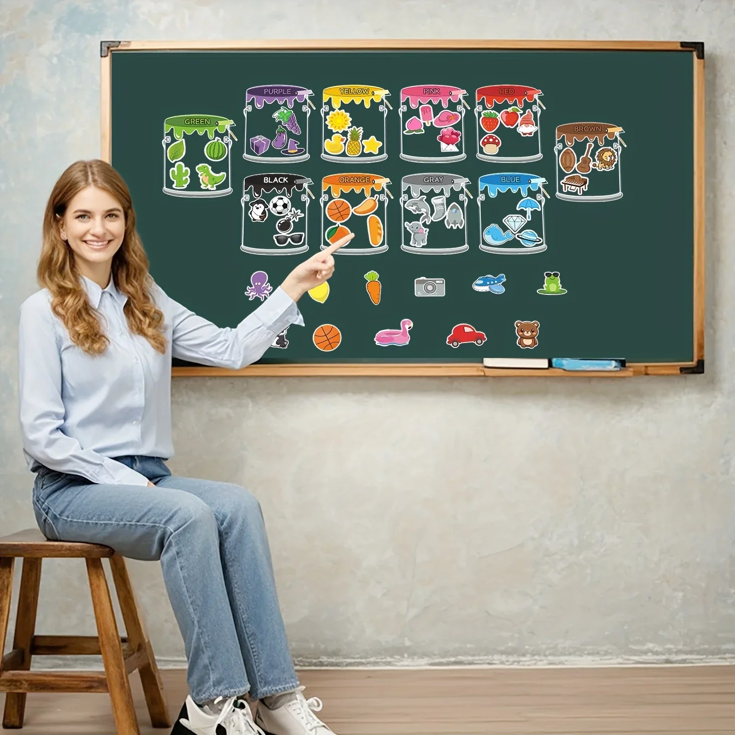 

Набор для разделения цветов с магнитом на масляном барабане 60, обучение в классе, подходит для обучения, обучения распознаванию цвета, многоразовый