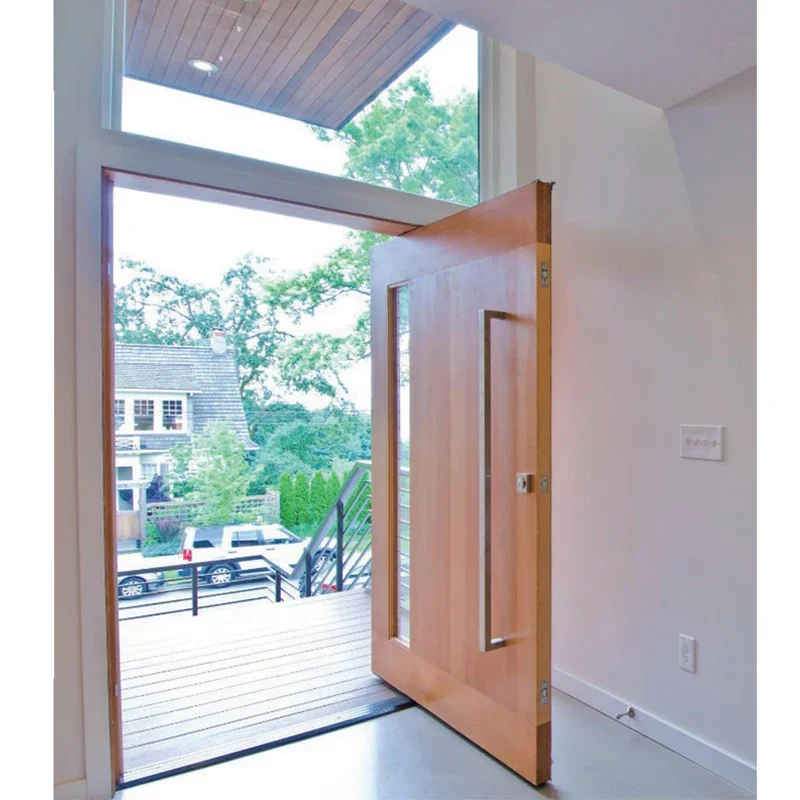 Front Wooden Door, Customized Size, Exterior Luxury, Waterproof, Sturdy Durable Pivot, Entry Main Doors for Home