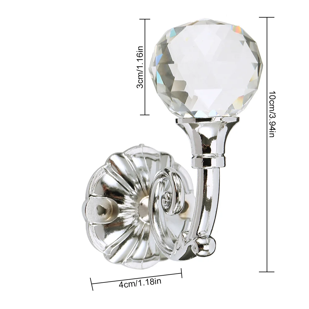 2pcs Curtain Holdbacks Wall Mounted Drapery Tiebacks Metal Crystal Curtain Hanging Hook Decorative - view 4