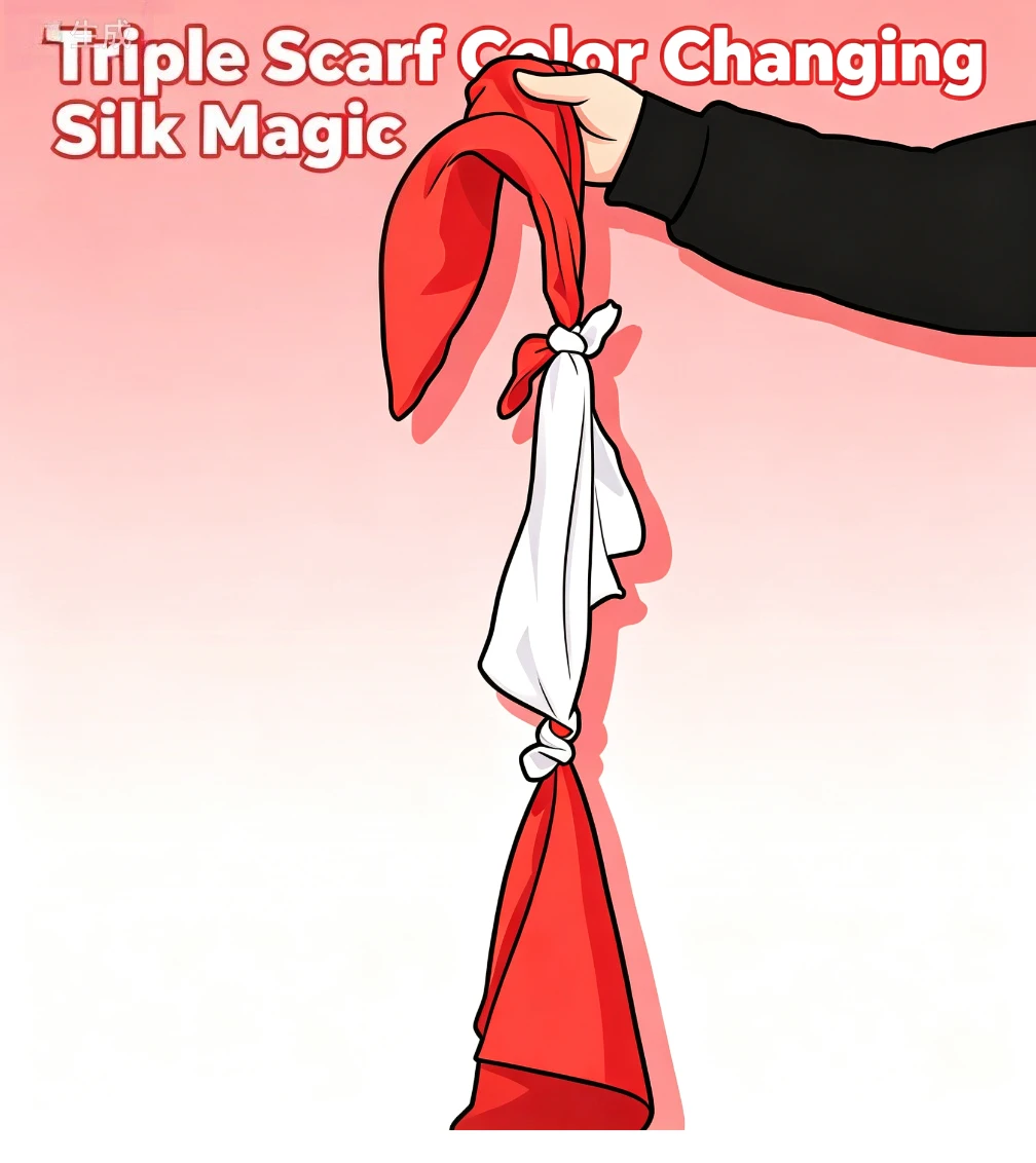 Triple Scarf Color Changing Silk Magic Trick Stage Magic Close Up Illusion Gimmick Prop Magician Performance Accessory