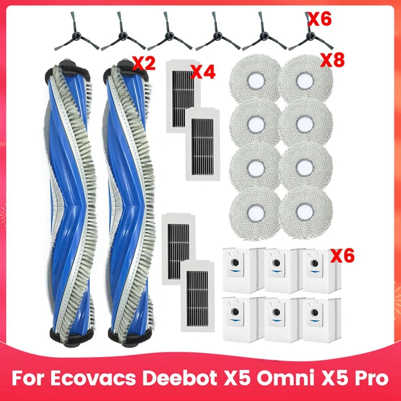 Аксессуары для Ecovacs Deebot X5 Omni X5 Pro, сумка для пылесоса, тряпки для чистки, сменные аксессуары для основной щетки