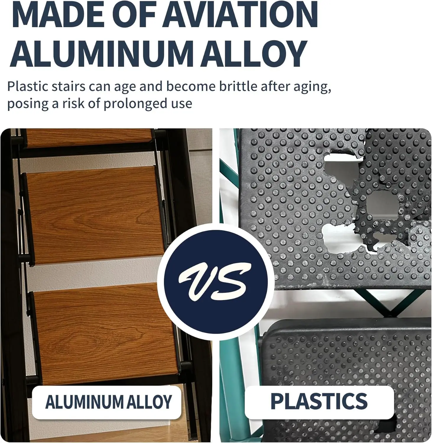 3 Step Ladder, Folding Step Stool with Aluminum Wide Pedal& Convenient Handgrip, 330lbs Capacity Steel Ladder for Household