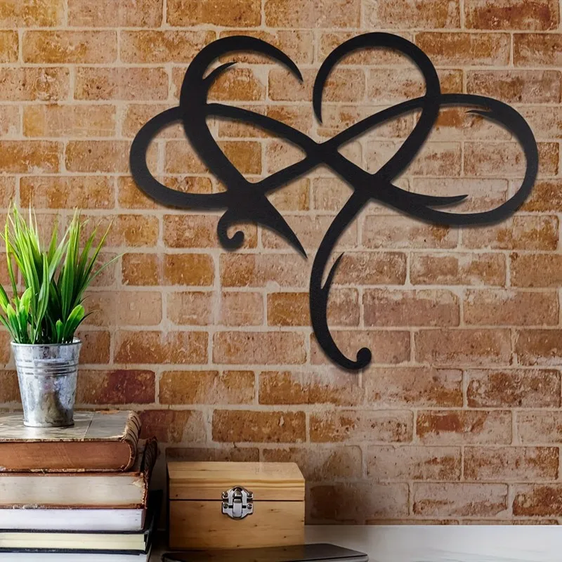 

Infinity Heart Metal Wall Art, Eternal Love Ornaments, Black Heart Cut Out Sign for Home, Bedroom,Wedding Decor, Christmas Gift