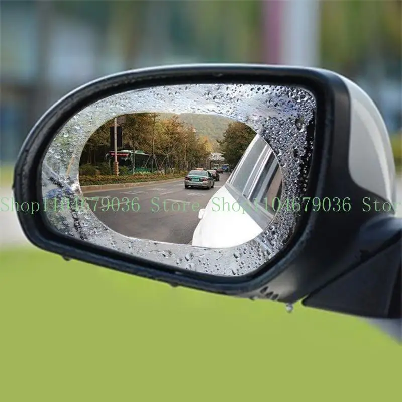 652F 2Pcs Car Rainproof Film Stickers Rearview Mirror Anti Fog Waterproof Clear Film