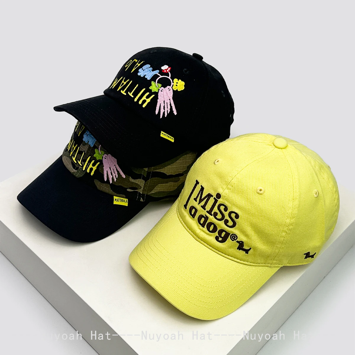 

New Unisex American High Quality Letter Puppy Embroidery Baseball Hats Sunshade CAMO Versatile Peaked Caps Street Fashion ins