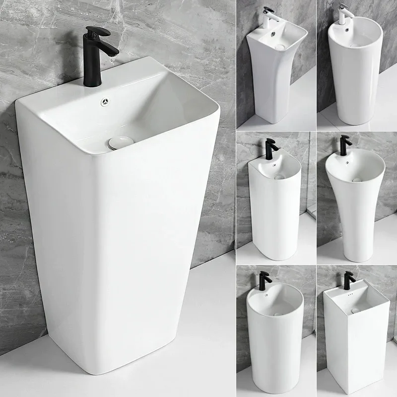 Column basin ceramic integrated washbasin hotel wash basin bathroom small apartment washbasin project