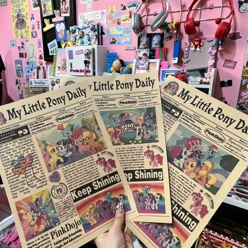 Pack of 10 My Little Pony Twilight Sparkle Retro Nostalgic Newspaper Cute Fashion Weekly DIY Photo Wall Room Decoration Sticker