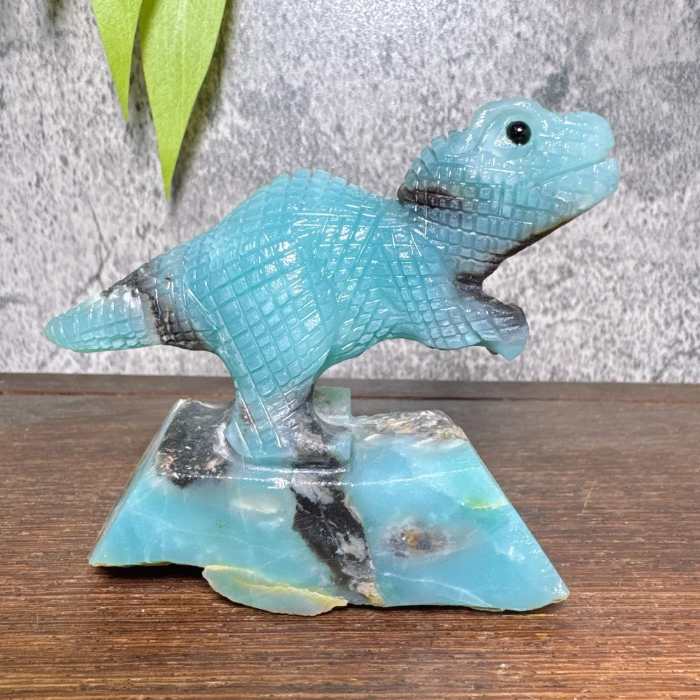Natural Crystal Quartz Dinosaur Handmade Carving Amazonite Spiritual Energy Healing Stone for Chakra Healing And Energy Field